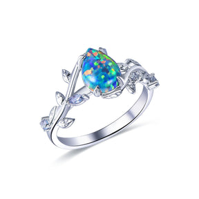 Vintage Pear Black Opal Alexandrite Engagement Vine Ring 14K Gold - Lord of Gem Rings